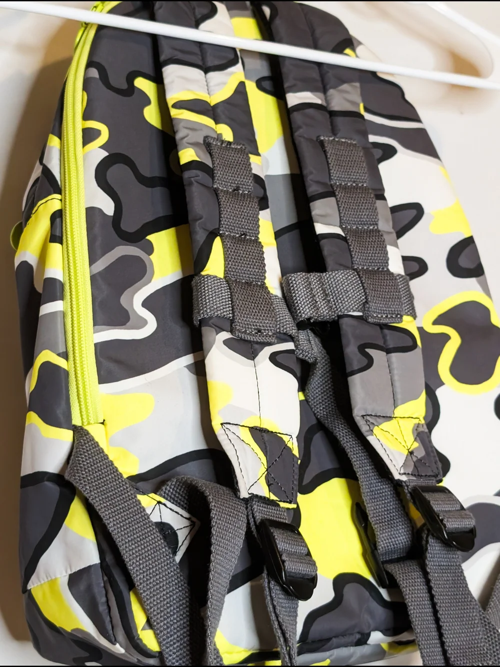 Stella McCartney Kids Neon Yellow & Gray Camo Backpack